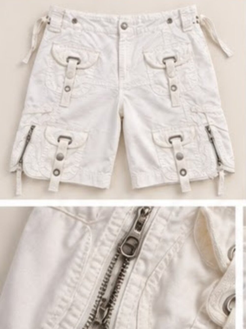 Anthropologie MÜRMÜR White Cargo Bermuda Shorts Size M Utility Y2K - Picture 4 of 11